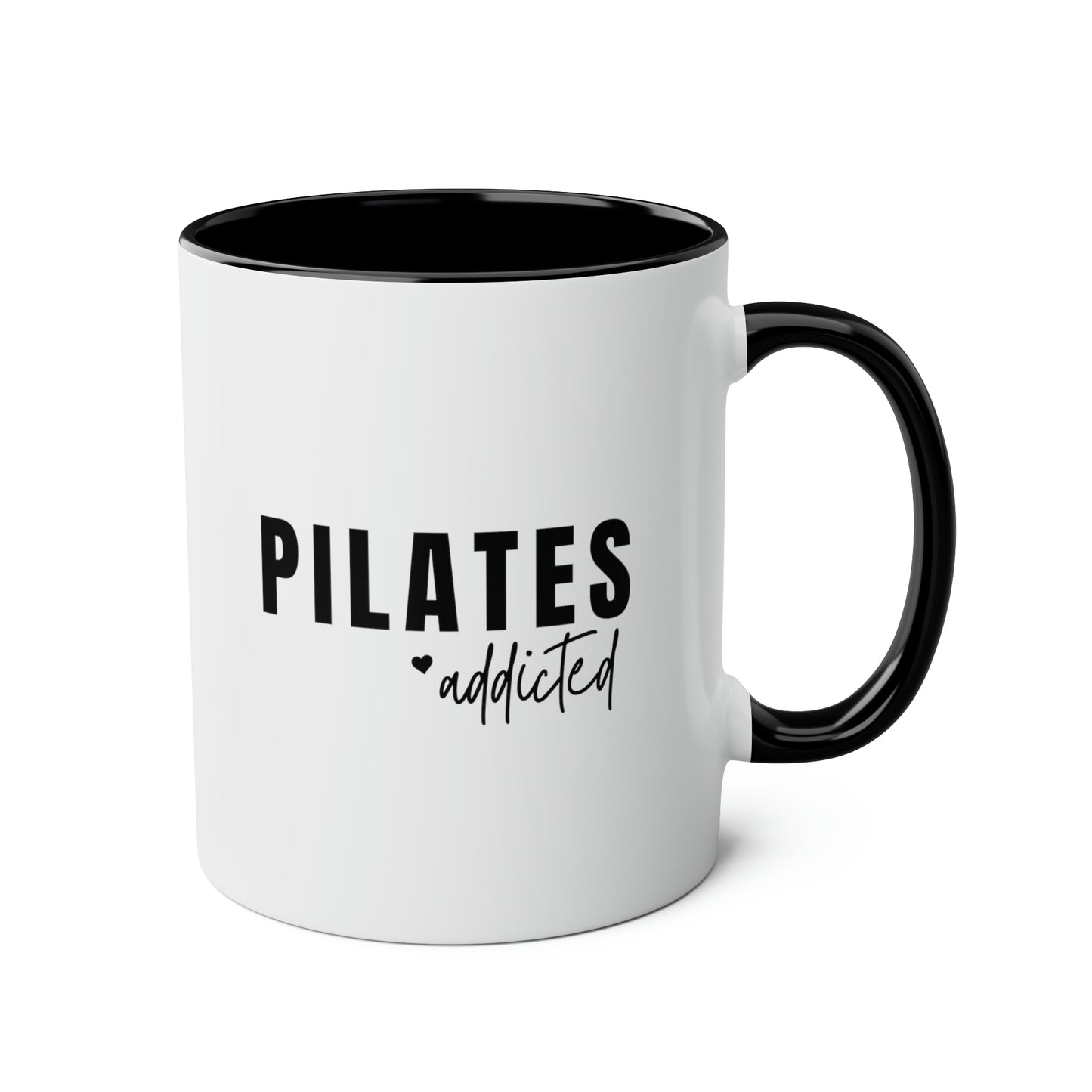 Pilates Addicted 11oz white with black accent funny large coffee mug gift for women her instructor workout pilates lover waveywares wavey wares wavywares wavy wares