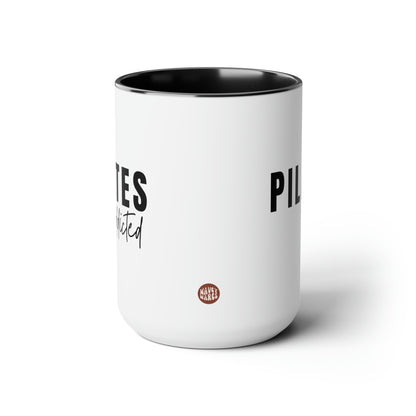 Pilates Addicted 15oz white with black accent funny large coffee mug gift for women her instructor workout pilates lover waveywares wavey wares wavywares wavy wares side