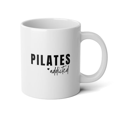 Pilates Addicted 20oz white funny large coffee mug gift for women her instructor workout pilates lover wavey wares wavywares wavy wares