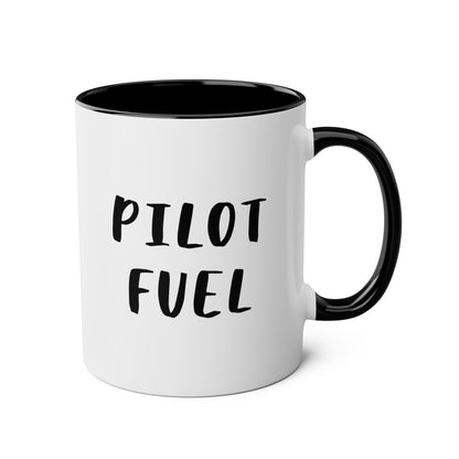 Pilot Fuel 11oz white with black accent funny large coffee mug gift for world's best pilot present waveywares wavey wares wavywares wavy wares