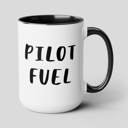 Pilot Fuel 15oz white with black accent funny large coffee mug gift for world's best pilot present waveywares wavey wares wavywares wavy wares cover
