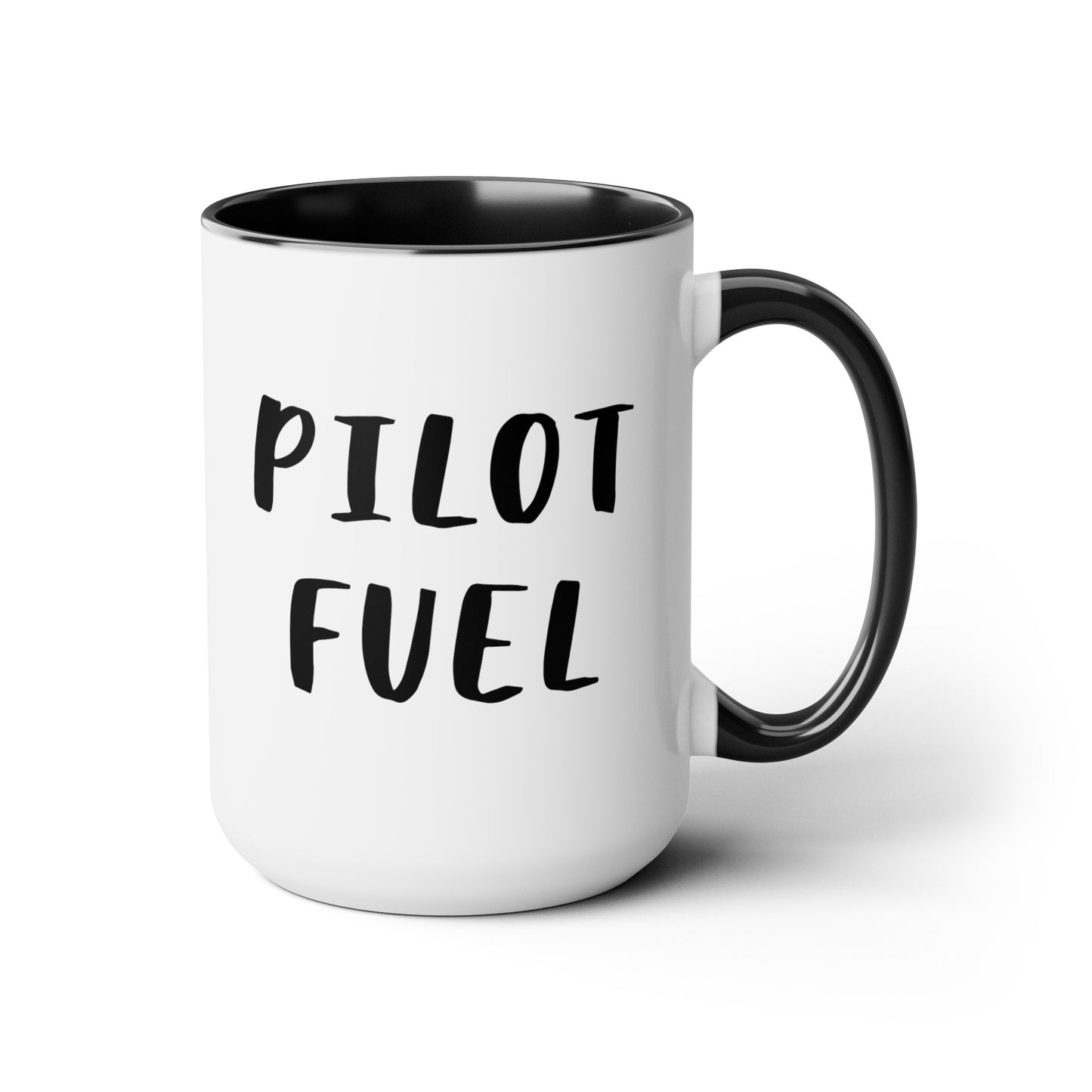 Pilot Fuel 15oz white with black accent funny large coffee mug gift for world's best pilot present waveywares wavey wares wavywares wavy wares