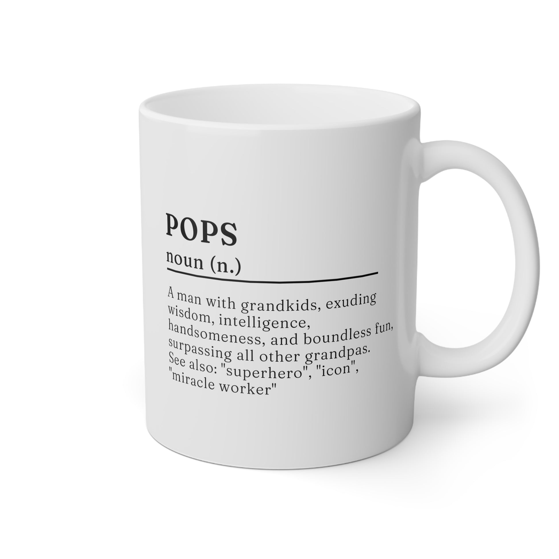 Pops Definition 11oz white funny large coffee mug gift for father's day grandpa custom meaning grandfather grandad waveywares wavey wares wavywares wavy wares