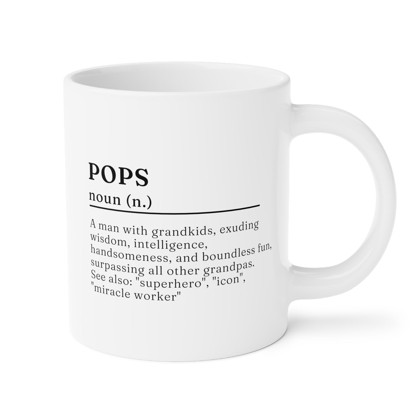 Pops Definition 20oz white funny large coffee mug gift for father's day grandpa custom meaning grandfather grandad waveywares wavey wares wavywares wavy wares