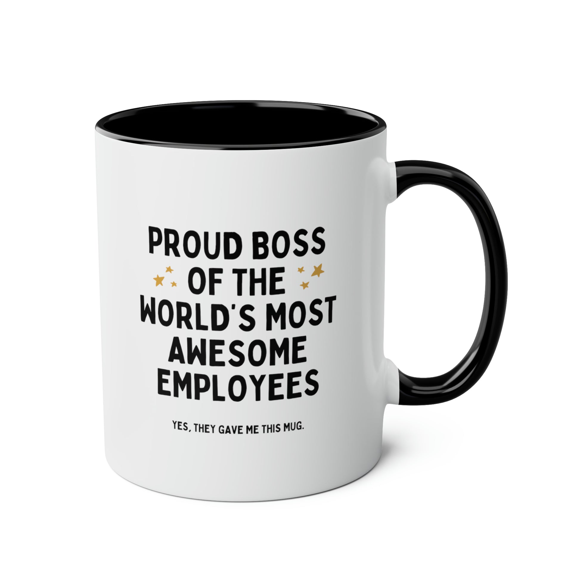 Proud Boss Of The World's Most Awesome Employees 11oz white with black accent funny large coffee mug gift for  secret santa coworker supervisor appreciation waveywares wavey wares wavywares wavy wares