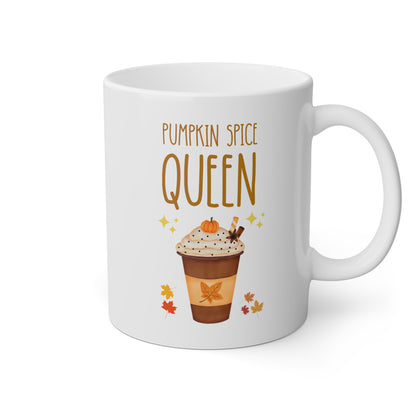 Pumpkin Spice Queen 11oz white funny large coffee mug gift for latte lover halloween decoration autumn fall thanksgiving waveywares wavey wares wavywares wavy wares