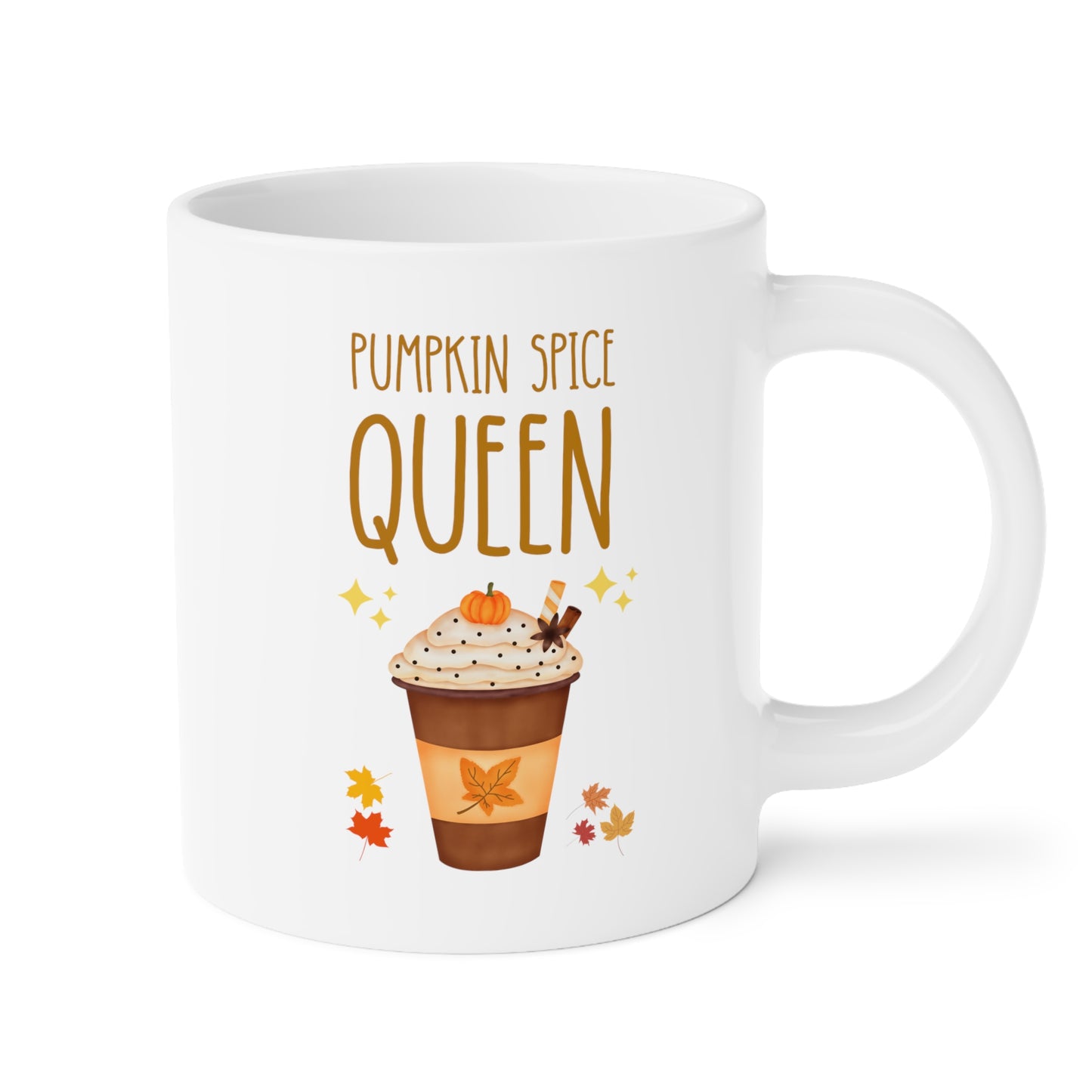 Pumpkin Spice Queen 20oz white funny large coffee mug gift for latte lover halloween decoration autumn fall thanksgiving waveywares wavey wares wavywares wavy wares