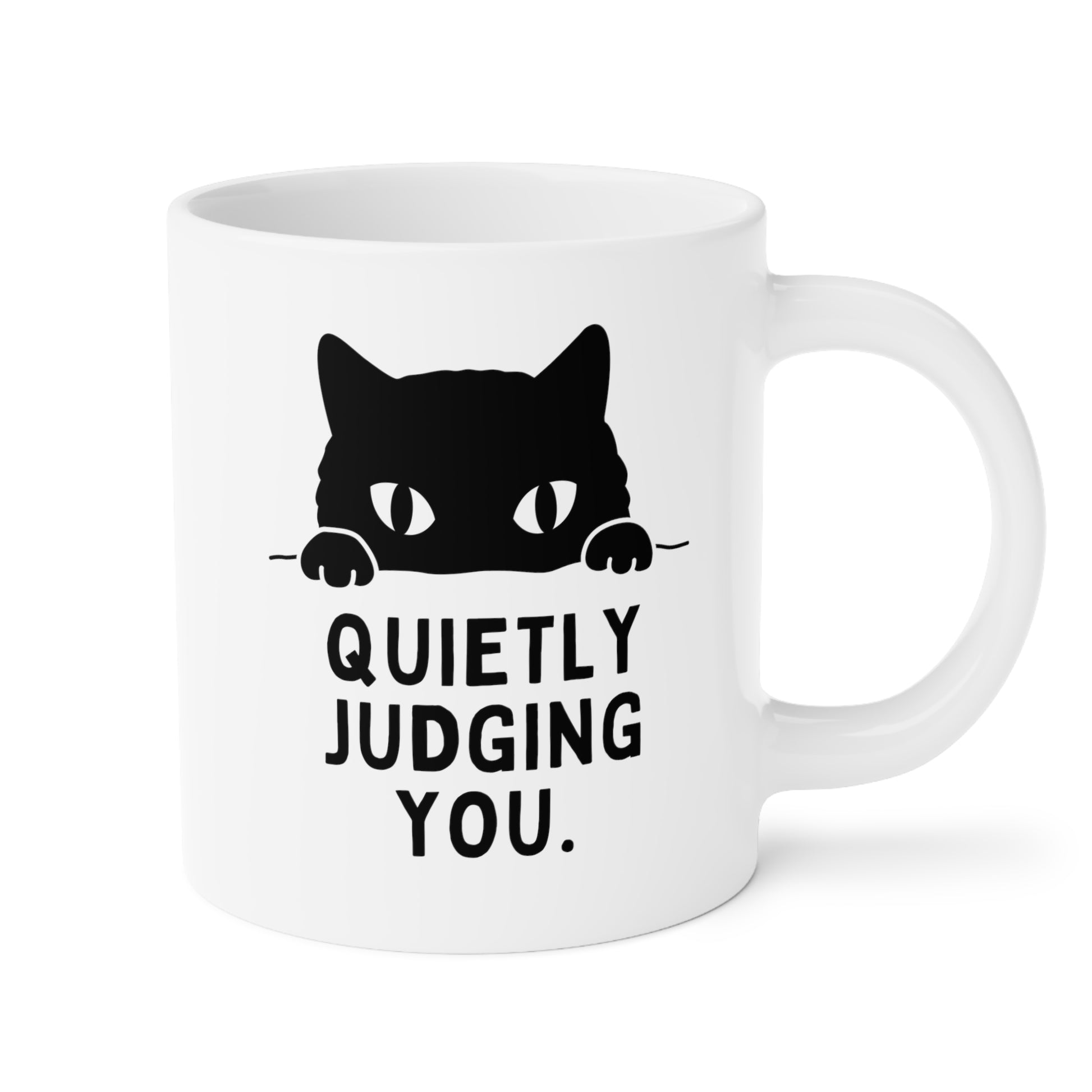 Quietly Judging You 20oz white funny large coffee mug gift for cat mom cute peeking sarcastic quote tea cup feline lover waveywares wavey wares wavywares wavy wares
