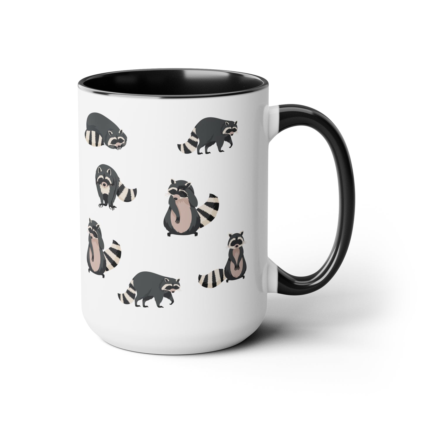 Raccoons 15oz white funny large coffee mug gift for raccoon lover minimalistic pattern animal design waveywares wavey wares wavywares wavy wares