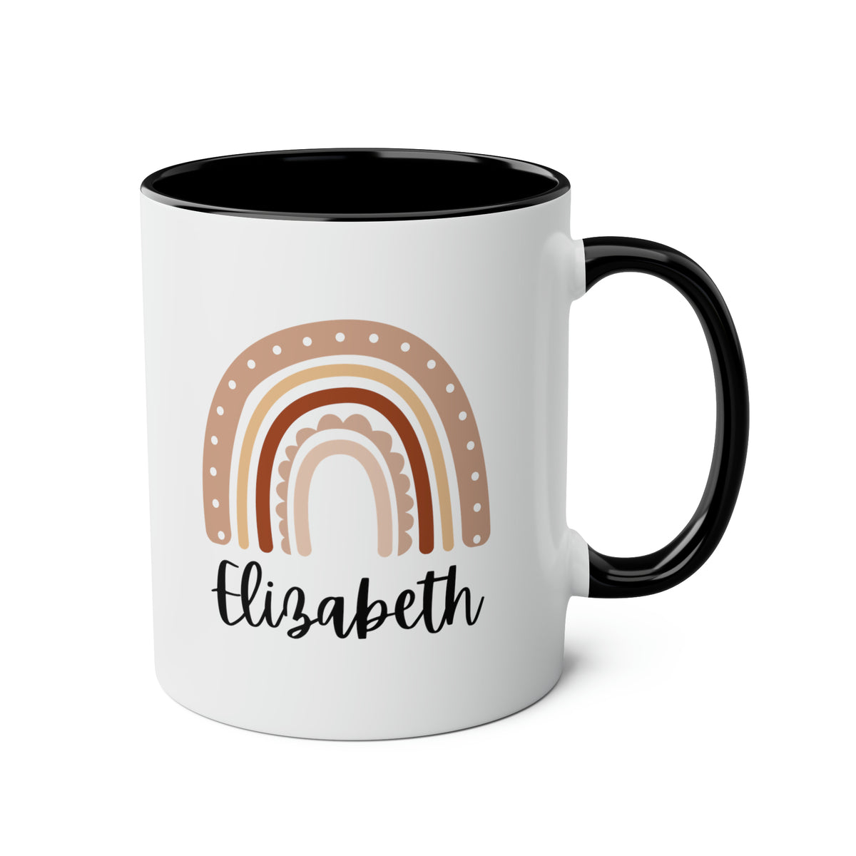 Rainbow Name 11oz white with black accent funny large coffee mug gift for children girl easter custom customized personalized waveywares wavey wares wavywares wavy wares