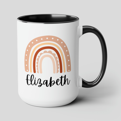 Rainbow Name 15oz white with black accent funny large coffee mug gift for children girl easter custom customized personalized waveywares wavey wares wavywares wavy wares cover