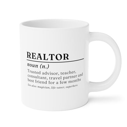 Realtor Definition 20oz white funny large coffee mug gift for real estate agents meaning advisor consultant waveywares wavey wares wavywares wavy wares