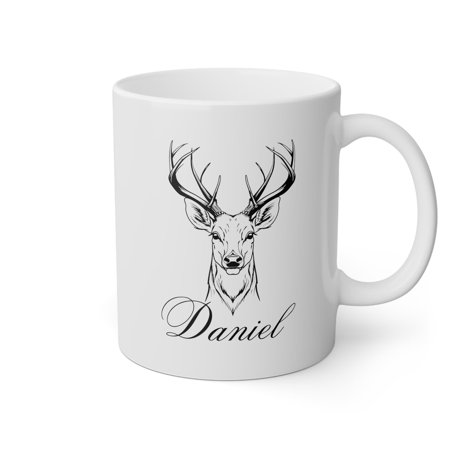 Reindeer Name 11oz white funny large coffee mug gift for deer hunter hunting wildlife lover custom name customize waveywares wavey wares wavywares wavy wares