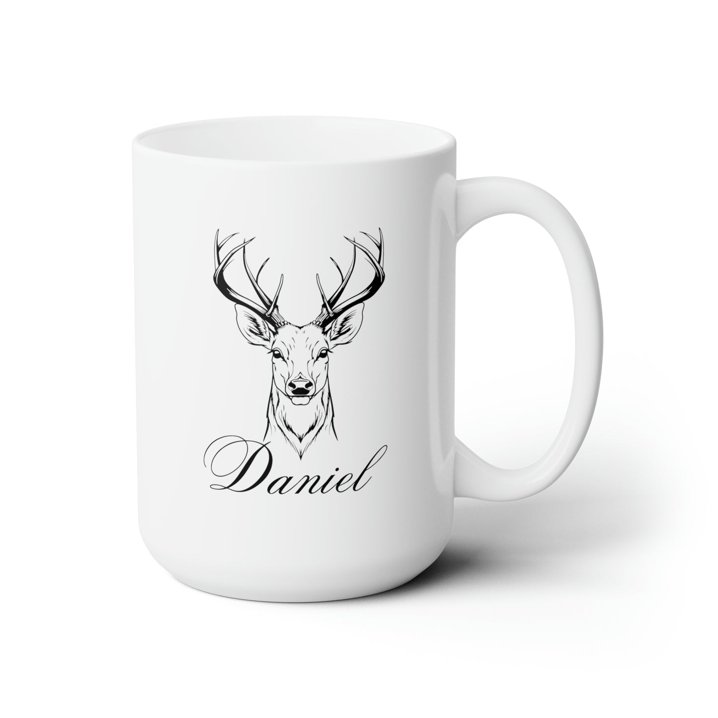 Reindeer Name 15oz white funny large coffee mug gift for deer hunter hunting wildlife lover custom name customize waveywares wavey wares wavywares wavy wares