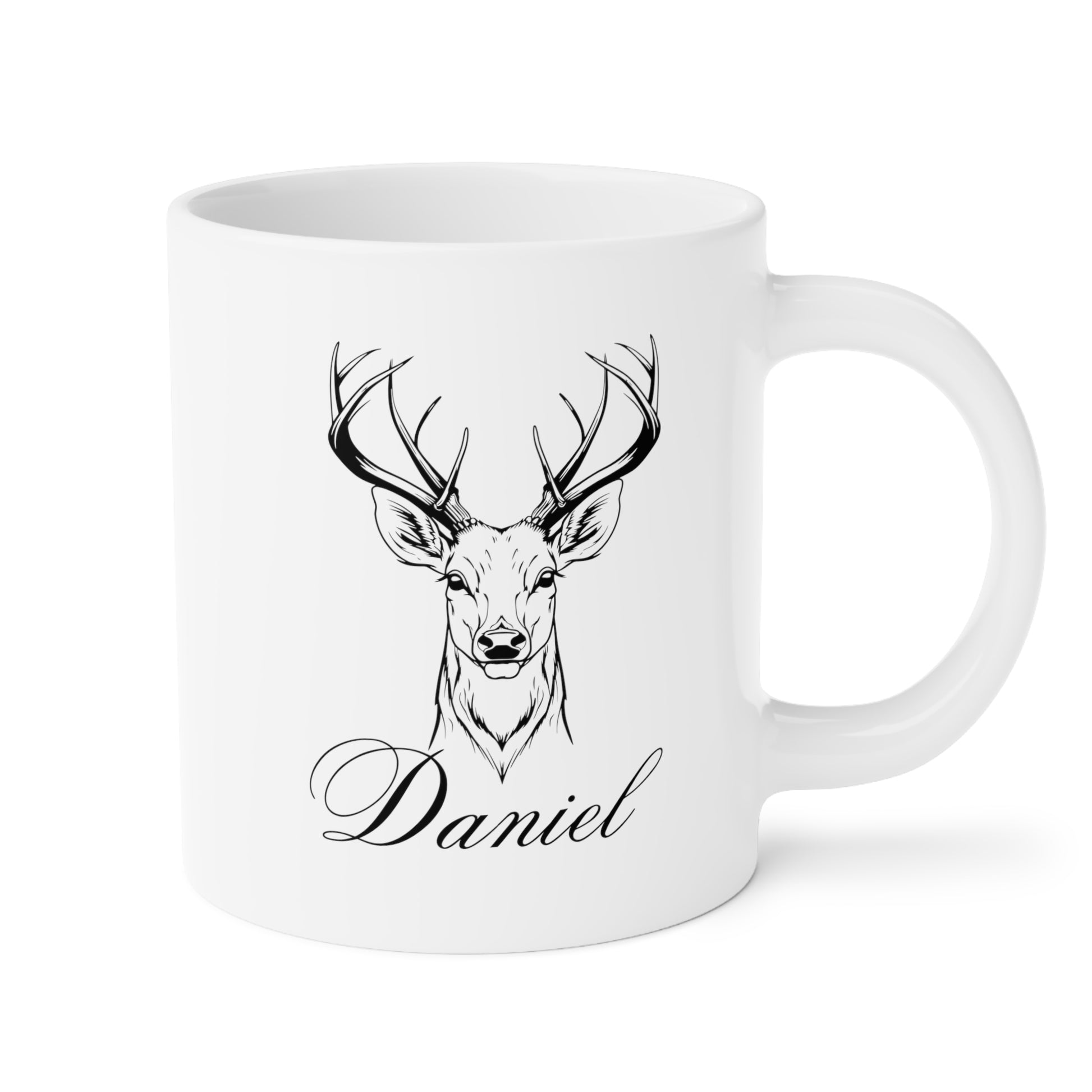 Reindeer Name 20oz white funny large coffee mug gift for deer hunter hunting wildlife lover custom name customize waveywares wavey wares wavywares wavy wares