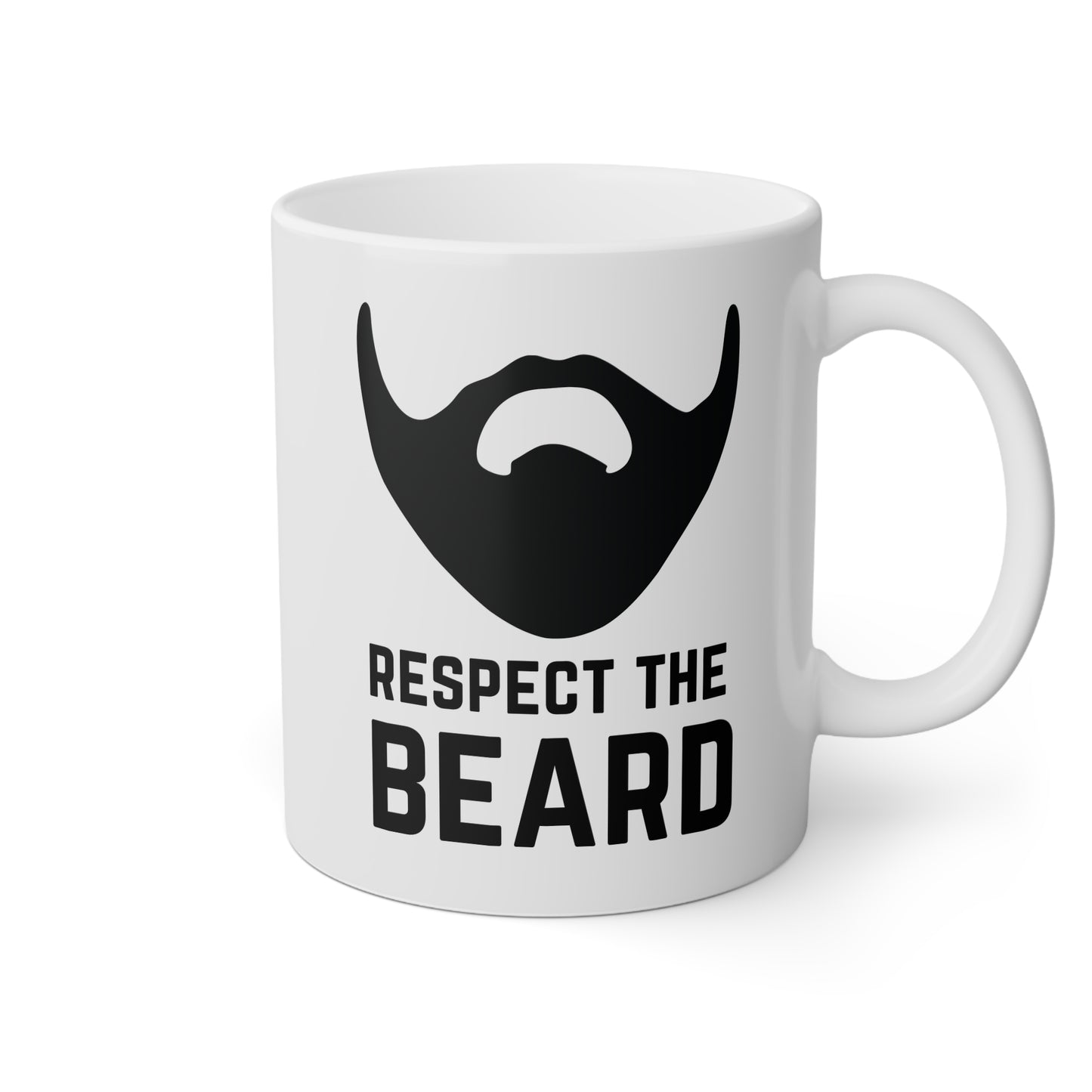 Respect The Beard 11oz white funny large coffee mug gift for father's day mustache him husband father waveywares wavey wares wavywares wavy wares 