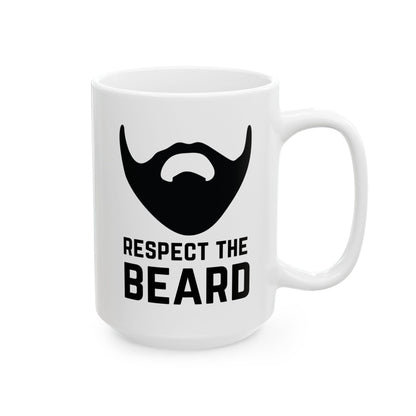 Respect The Beard 15oz white funny large coffee mug gift for father's day mustache him husband father waveywares wavey wares wavywares wavy wares 