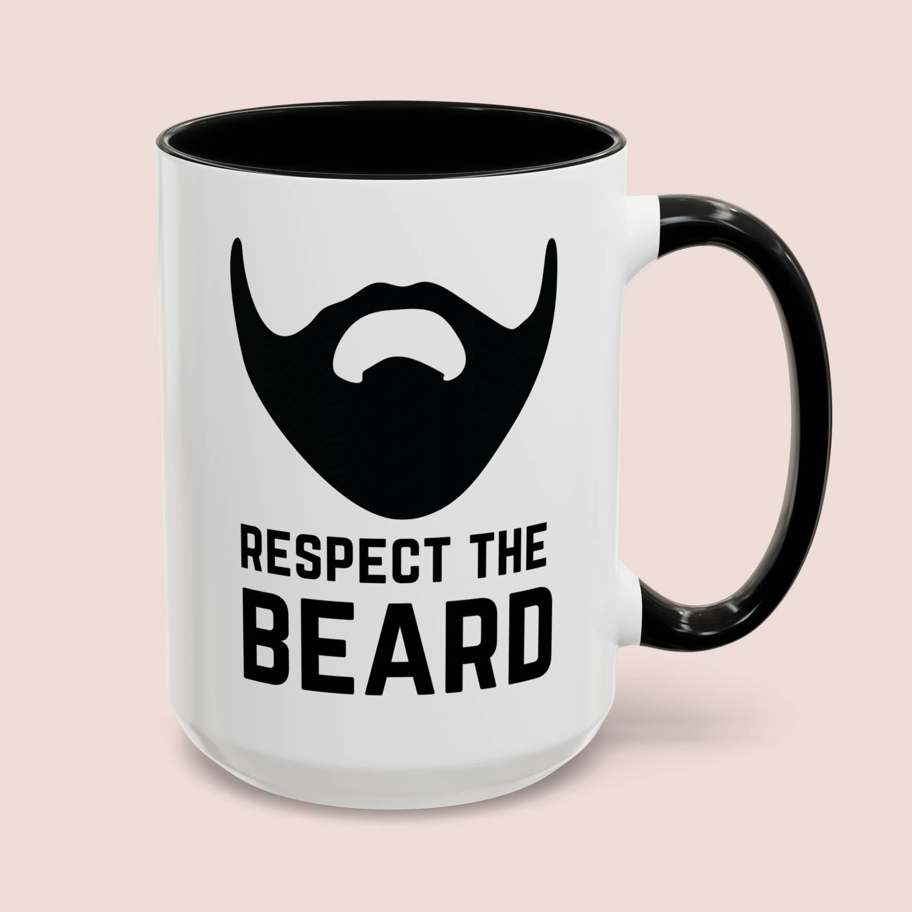 Respect The Beard 15oz white with black accent funny large coffee mug gift for father's day mustache him husband father waveywares wavey wares wavywares wavy wares cover