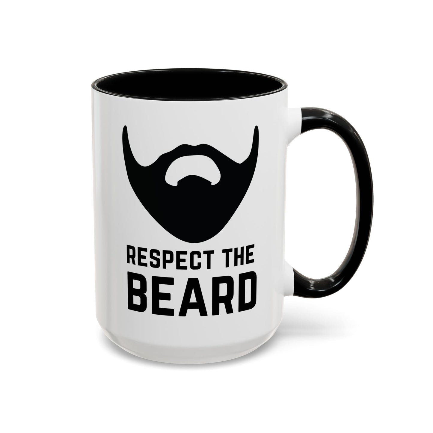 Respect The Beard 15oz white with black accent funny large coffee mug gift for father's day mustache him husband father waveywares wavey wares wavywares wavy wares