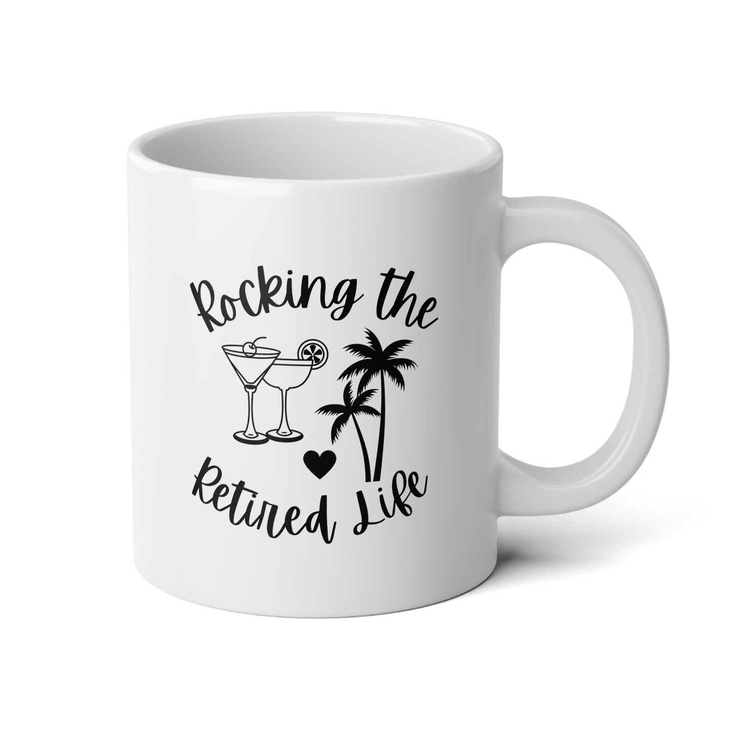 Rocking The Retired Life 20oz white funny large coffee mug gift for retirement party retiree her him wavey wares wavywares wavy wares