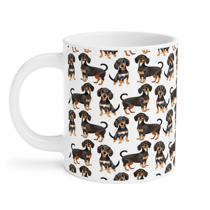 Cute Sausage Dogs Watercolor Pattern 20oz white funny large coffee mug gift for dog mom dad lover wiener dachsunds animal lover birthday secret santa Christmas waveywares wavey wares wavywares wavy wares