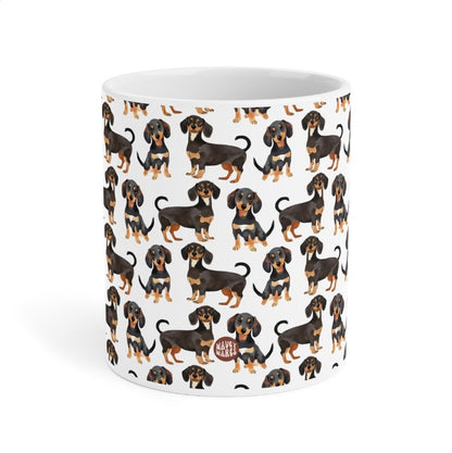 Cute Sausage Dogs Watercolor Pattern 20oz white funny large coffee mug gift for dog mom dad lover wiener dachsunds animal lover birthday secret santa Christmas waveywares wavey wares wavywares wavy wares side