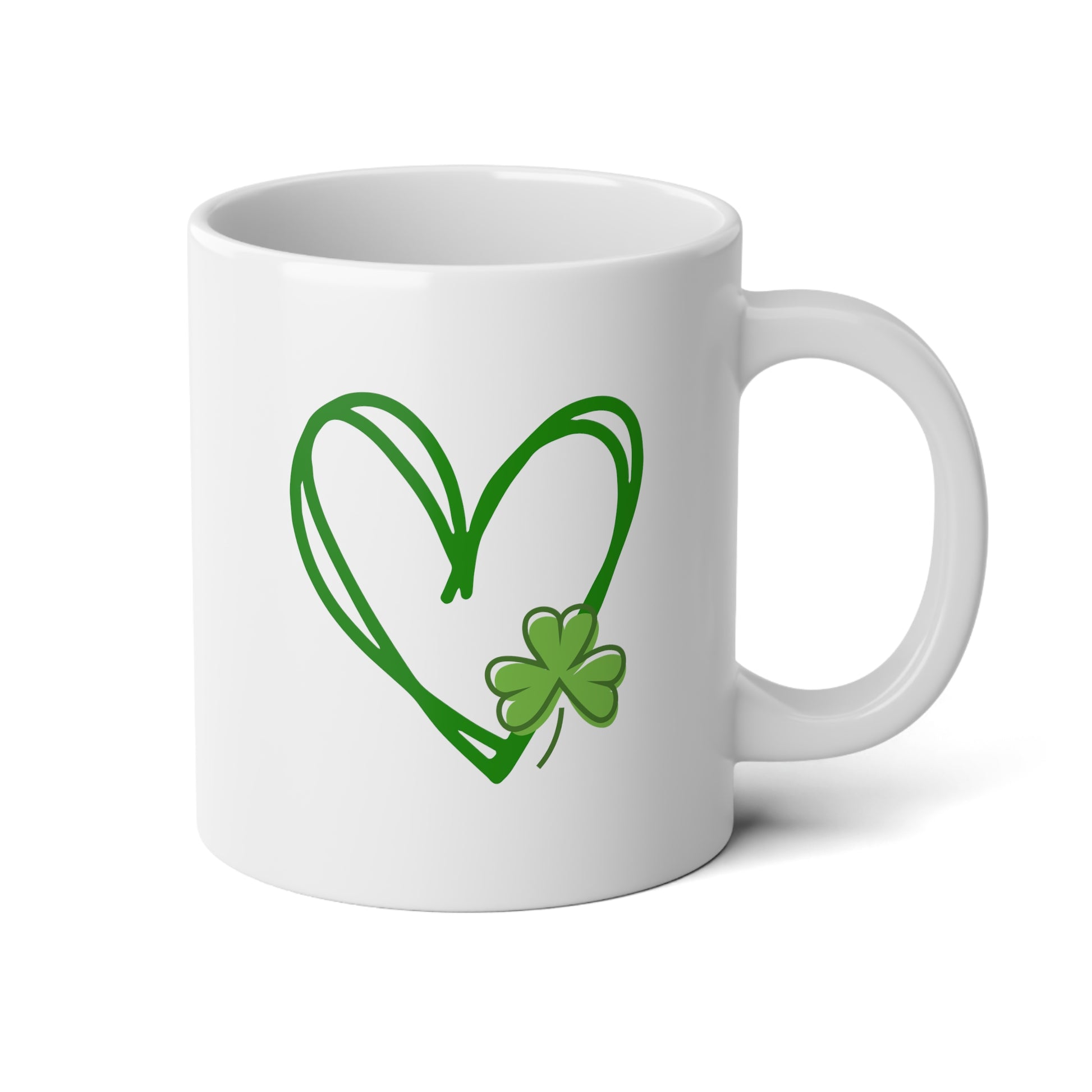 Shamrock And Heart 20oz white funny large coffee mug gift for st pattys patrick's day her green wife girlfriend aunt daughter mom grandma irish celebration waveywares wavey wares wavywares wavy wares