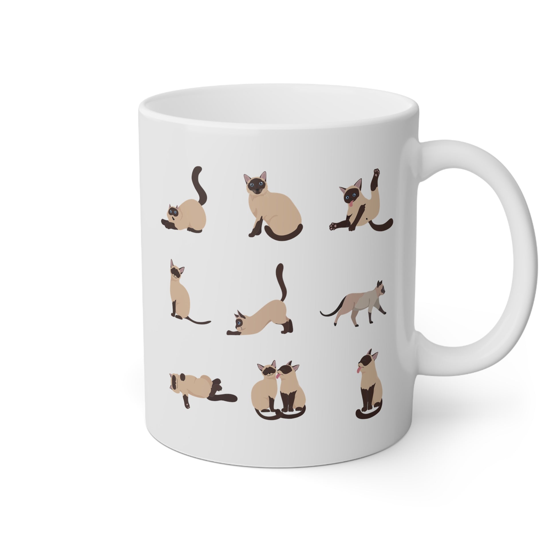 Siamese Cats 11oz white funny large coffee mug gift for cat mom cute kitten pet lover waveywares wavey wares wavywares wavy wares
