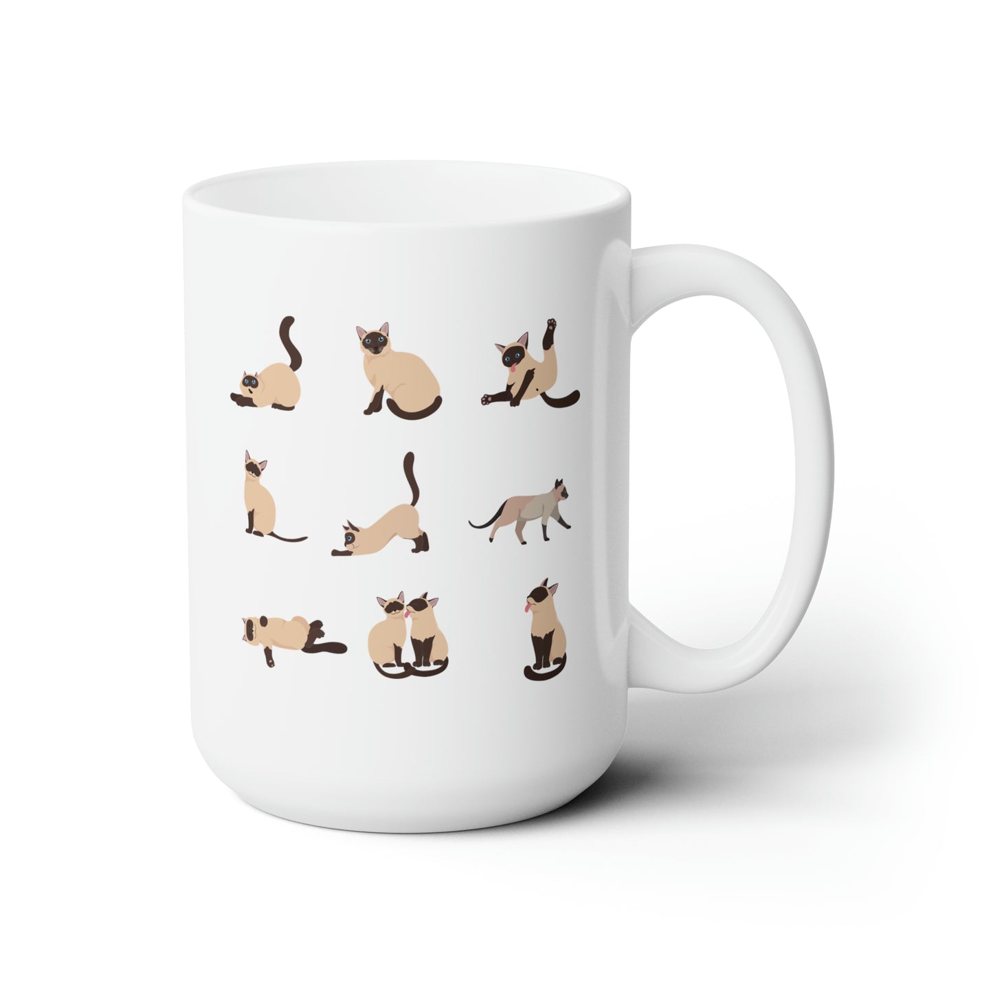 Siamese Cats 15oz white funny large coffee mug gift for cat mom cute kitten pet lover waveywares wavey wares wavywares wavy wares