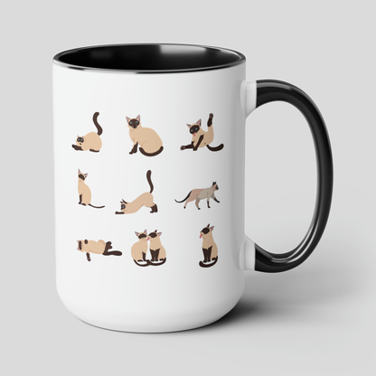 Siamese Cats 15oz white with black accent funny large coffee mug gift for cat mom cute kitten pet lover waveywares wavey wares wavywares wavy wares cover
