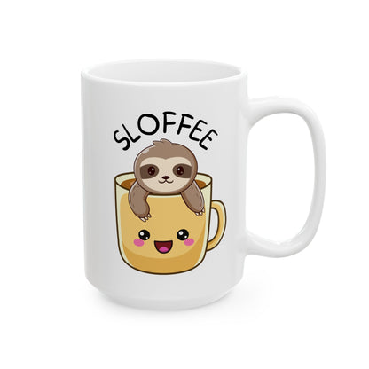 Sloffee 15oz white funny large coffee mug gift for sloth lover cute kawaii meme claws wildlife waveywares wavey wares wavywares wavy wares