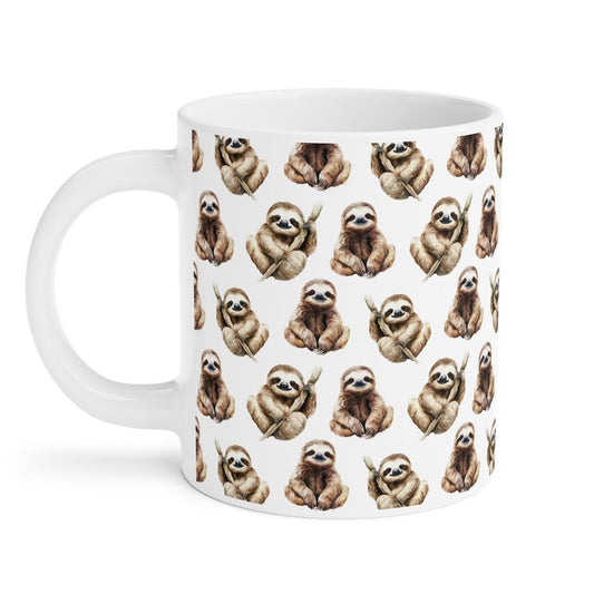 Cute Sloth Watercolor Pattern 20oz white funny large coffee mug gift for lazy friend animal lover slothy meme birthday secret santa Christmas waveywares wavey wares wavywares wavy wares