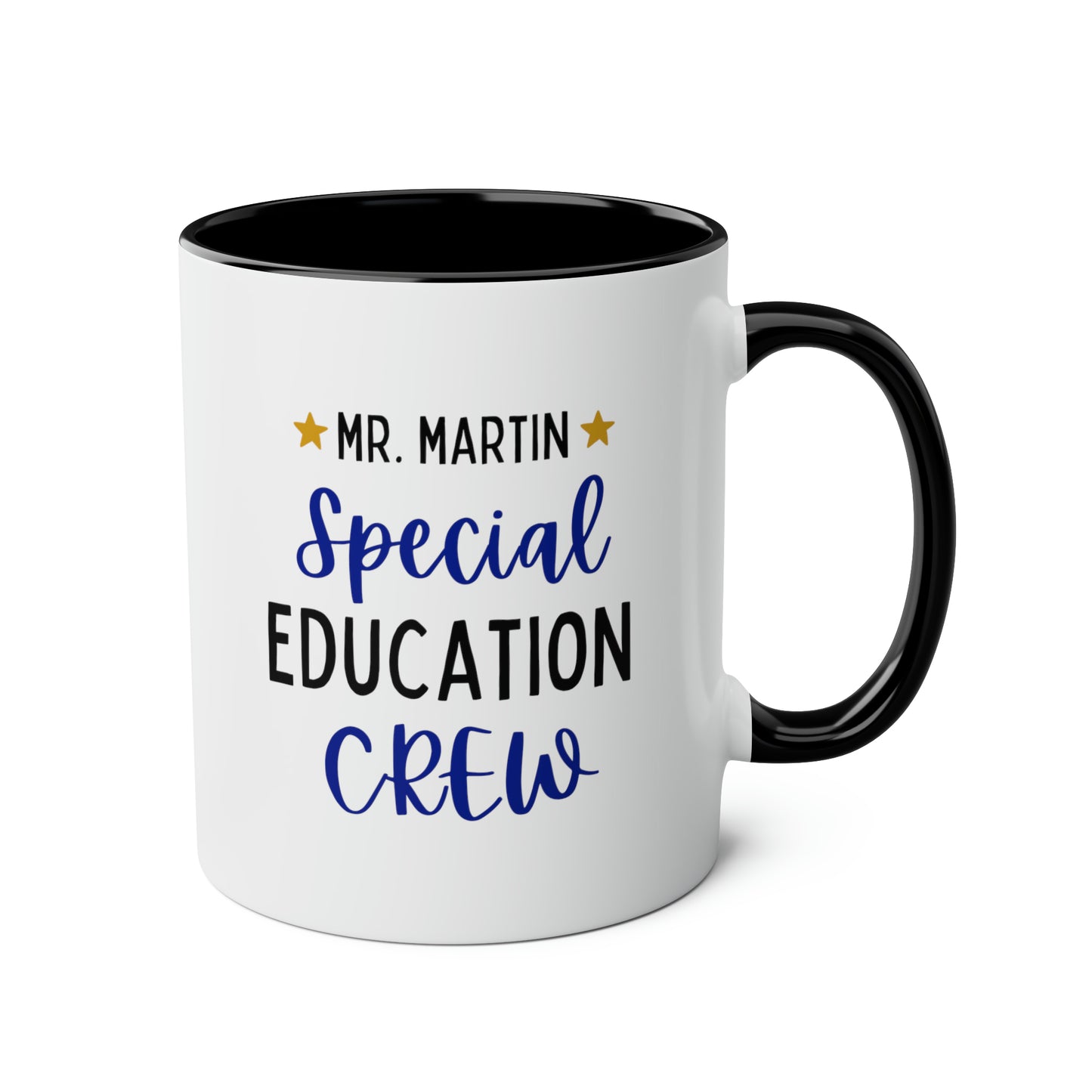 Special Education Crew 11oz white with black accent funny large coffee mug gift for  teacher SPED custom personalized customize name  waveywares wavey wares wavywares wavy wares