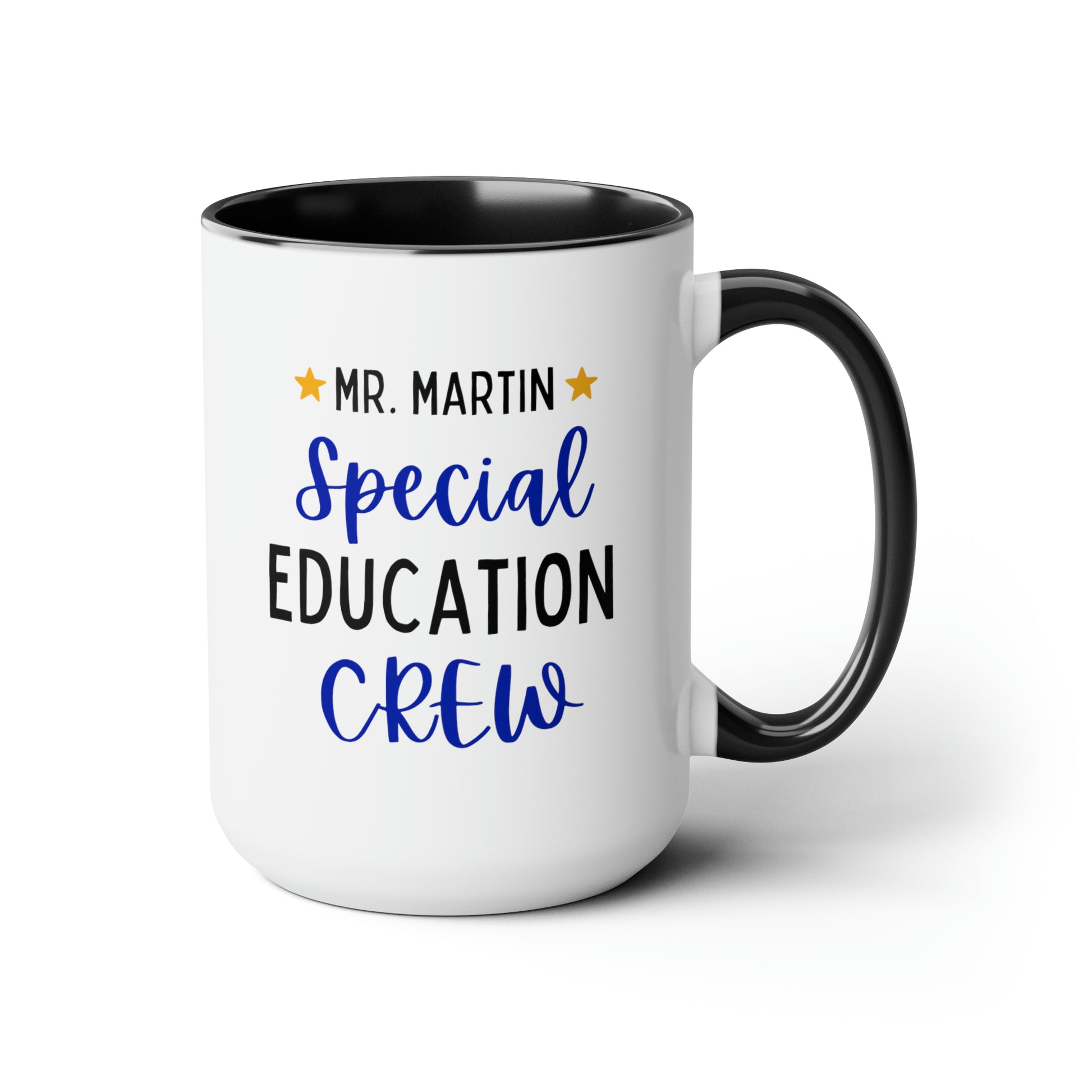 Special Education Crew 15oz white with black accent funny large coffee mug gift for  teacher SPED custom personalized customize name  waveywares wavey wares wavywares wavy wares