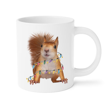 Squirrel Christmas Light 20oz white funny large coffee mug gift for merry xmas festive party waveywares wavey wares wavywares wavy wares