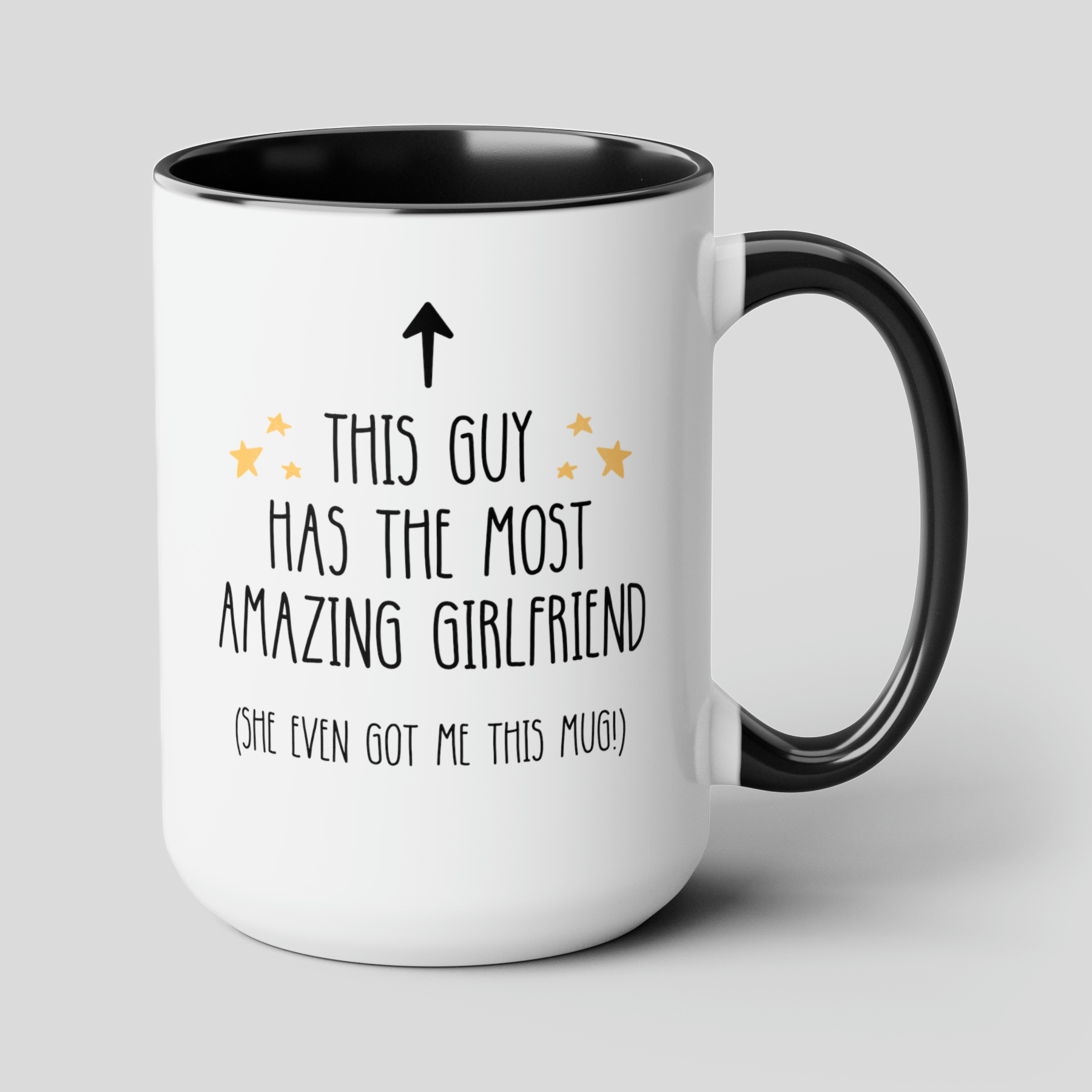 This Guy Has The Most Amazing Girlfriend 15oz white with black accent funny large coffee mug gift for boyfriend anniversary valentines him lover waveywares wavey wares wavywares wavy wares cover