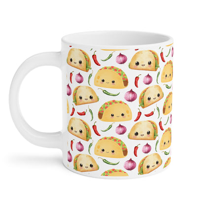 Cute Taco Watercolor Pattern 20oz white funny large coffee mug gift for tacos lover favorite Mexican food foodie enthusiast tortilla topped with a filling aesthetic birthday secret santa Christmas waveywares wavey wares wavywares wavy wares