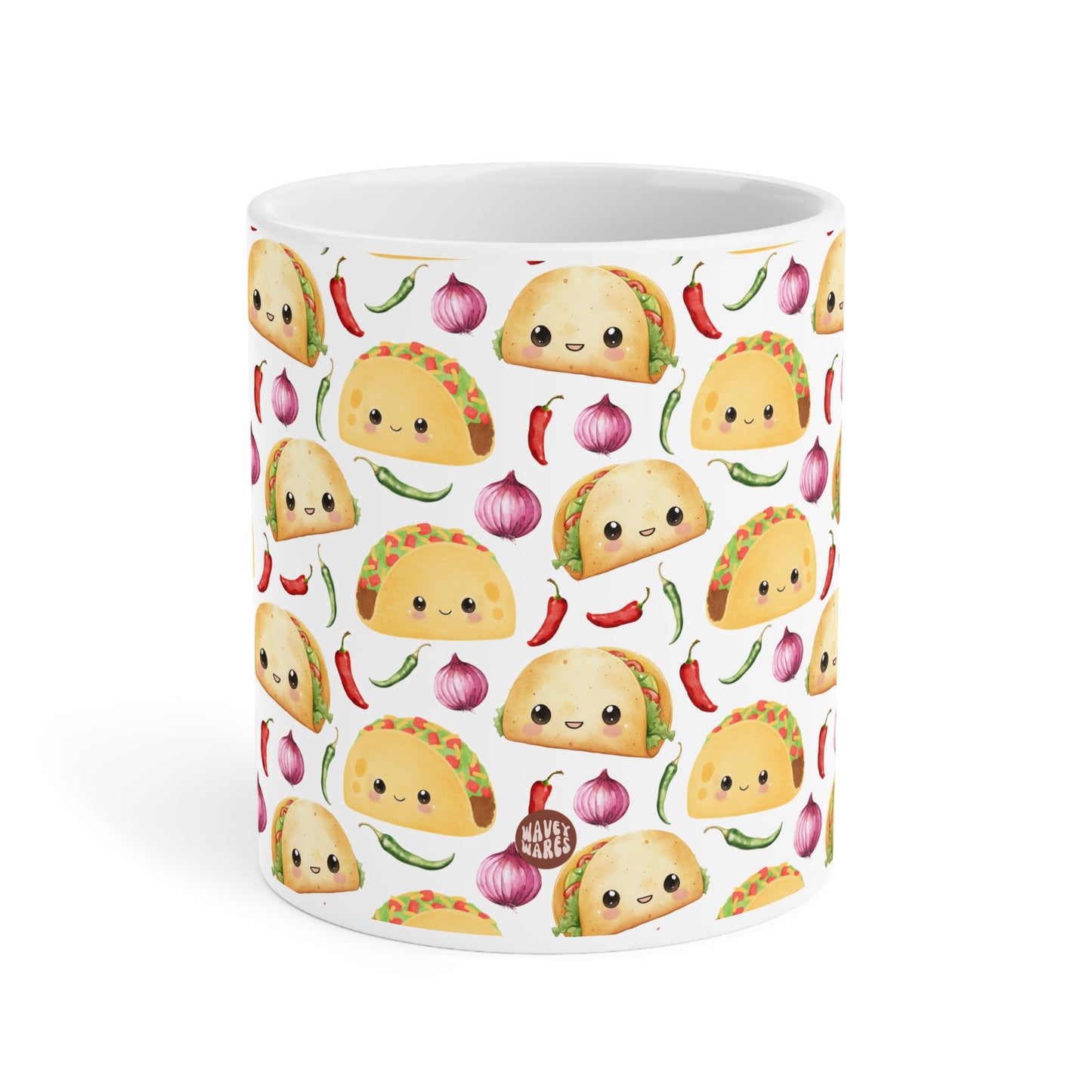 Cute Taco Watercolor Pattern 20oz white funny large coffee mug gift for tacos lover favorite Mexican food foodie enthusiast tortilla topped with a filling aesthetic birthday secret santa Christmas waveywares wavey wares wavywares wavy wares side