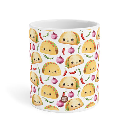 Cute Taco Watercolor Pattern 20oz white funny large coffee mug gift for tacos lover favorite Mexican food foodie enthusiast tortilla topped with a filling aesthetic birthday secret santa Christmas waveywares wavey wares wavywares wavy wares side