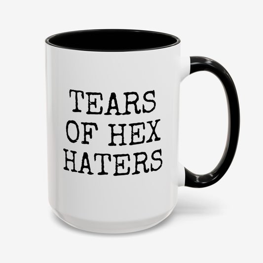 Tears Of HEX Haters 15oz white with black accent funny large coffee mug gift for him her cryptocurrency crypto cup ceramic waveywares wavey wares wavywares wavy wares cover