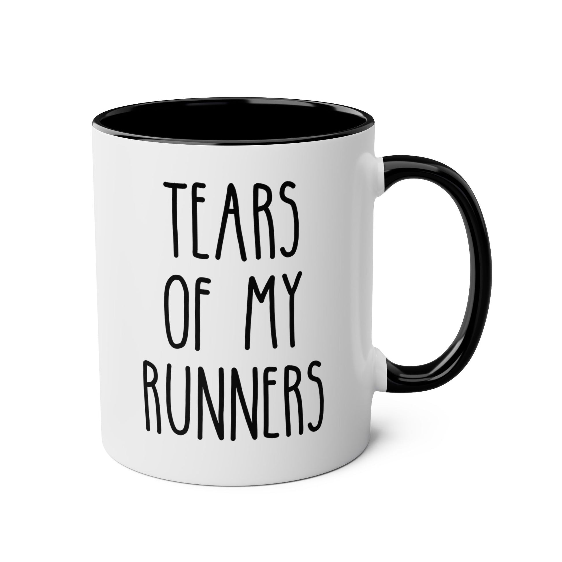 Tears Of My Runners 11oz white with black accent funny large coffee mug gift for cross country coach track running marathon run trainer waveywares wavey wares wavywares wavy wares
