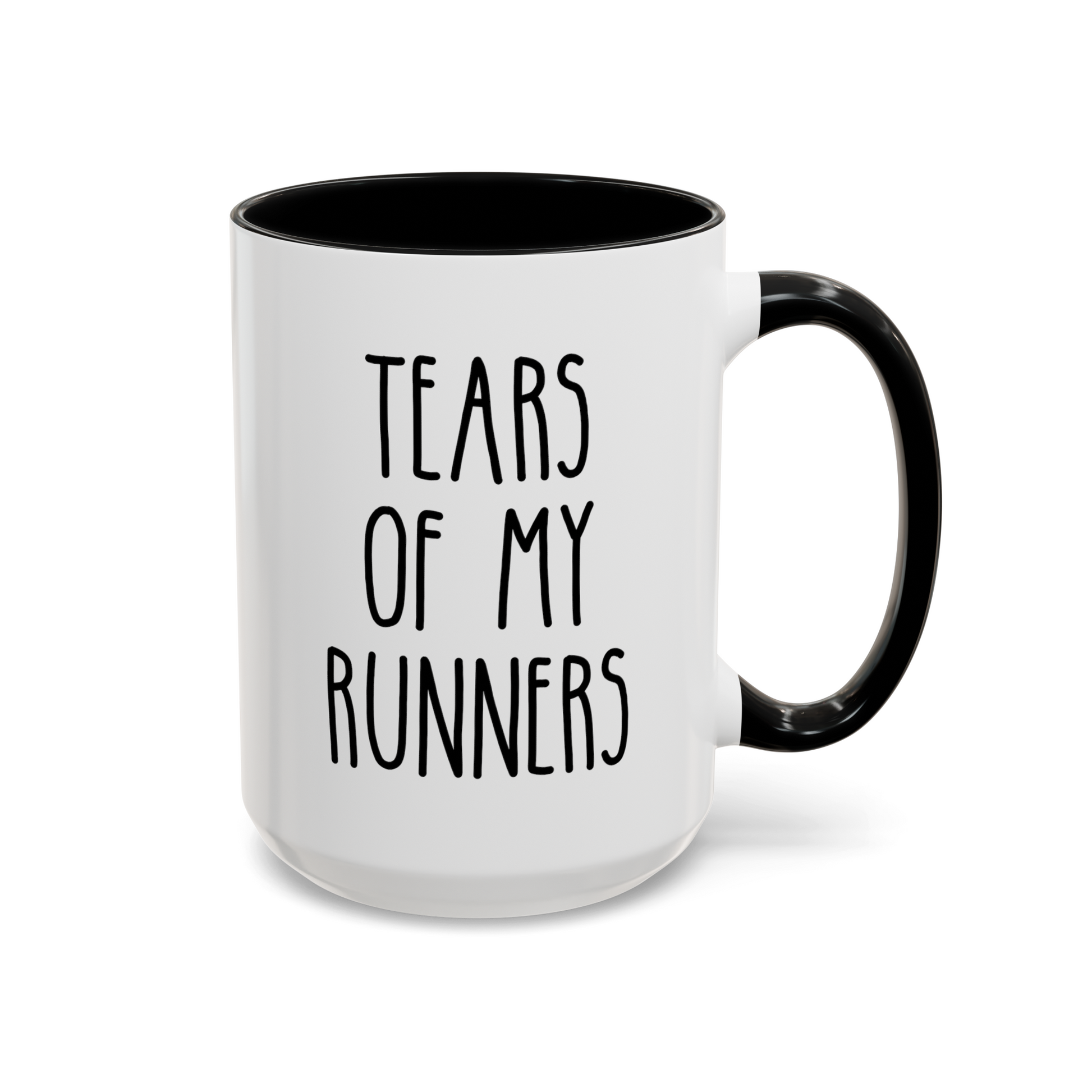 Tears Of My Runners 15oz white with black accent funny large coffee mug gift for cross country coach track running marathon run trainer waveywares wavey wares wavywares wavy wares