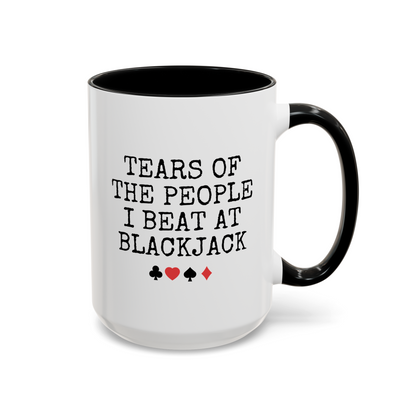 Tears Of The People I Beat At Blackjack 15oz white with black accent funny large coffee mug gift for cards player lover bjack Christmas waveywares wavey wares wavywares wavy wares