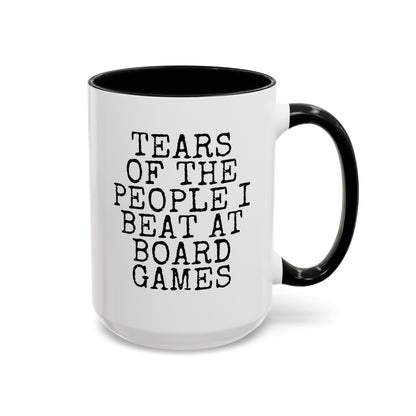 Tears Of The People I Beat At Board Games 15oz white with black accent funny large coffee mug gift for friends player him her quote waveywares wavey wares wavywares wavy wares