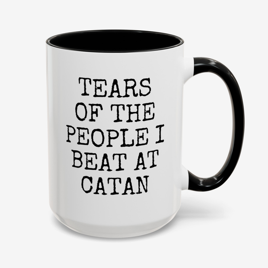 Tears Of The People I Beat At Catan 15oz white with black accent funny large coffee mug gift for friends board games player him her settlers waveywares wavey wares wavywares wavy wares cover