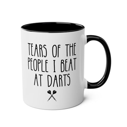 Tears Of The People I Beat At Darts 11oz white with black accent funny large coffee mug gift for player father's day him her lover waveywares wavey wares wavywares wavy wares