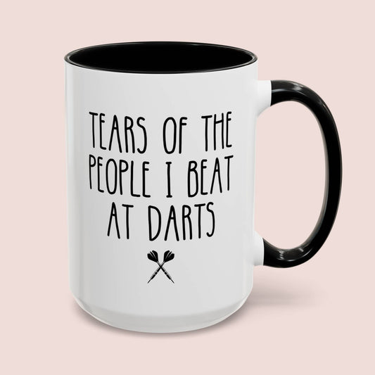 Tears Of The People I Beat At Darts 15oz white with black accent funny large coffee mug gift for player father's day him her lover waveywares wavey wares wavywares wavy wares cover