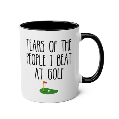 Tears Of The People I Beat At Golf 11oz white with black accent funny large coffee mug gift for father's day golfer sports novelty golfing fan lover birthday Christmas occasion waveywares wavey wares wavywares wavy wares 