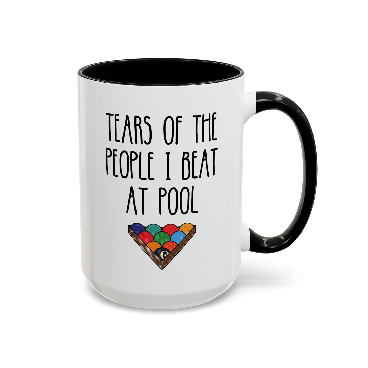 Tears Of The People I Beat At Pool 15oz white with black accent funny large coffee mug gift for billiards 8 ball player waveywares wavey wares wavywares wavy wares