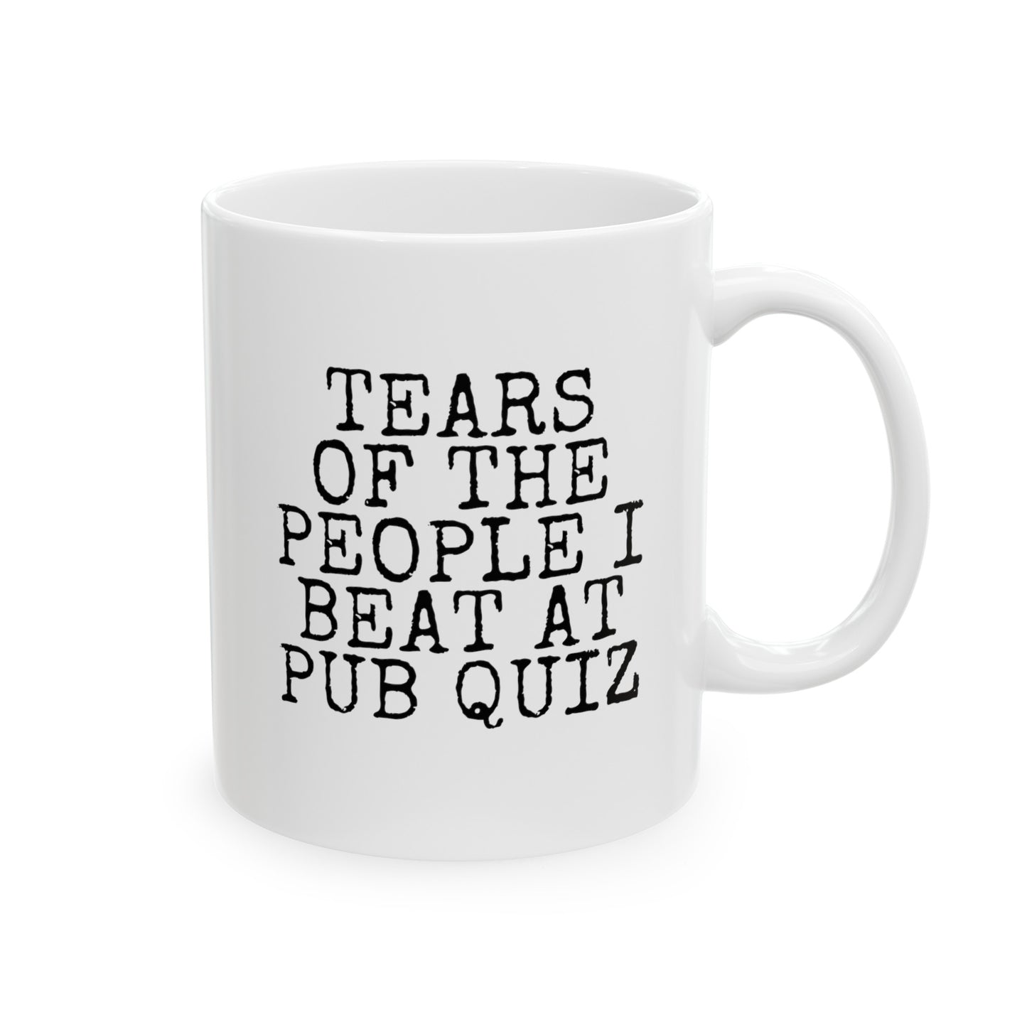 Tears Of The People I Beat At Pub Quiz 11oz white funny large coffee mug gift for British UK mate bar games night friends him her waveywares wavey wares wavywares wavy wares